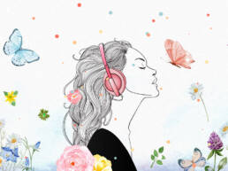 Interactive Visuals, girl with flowers